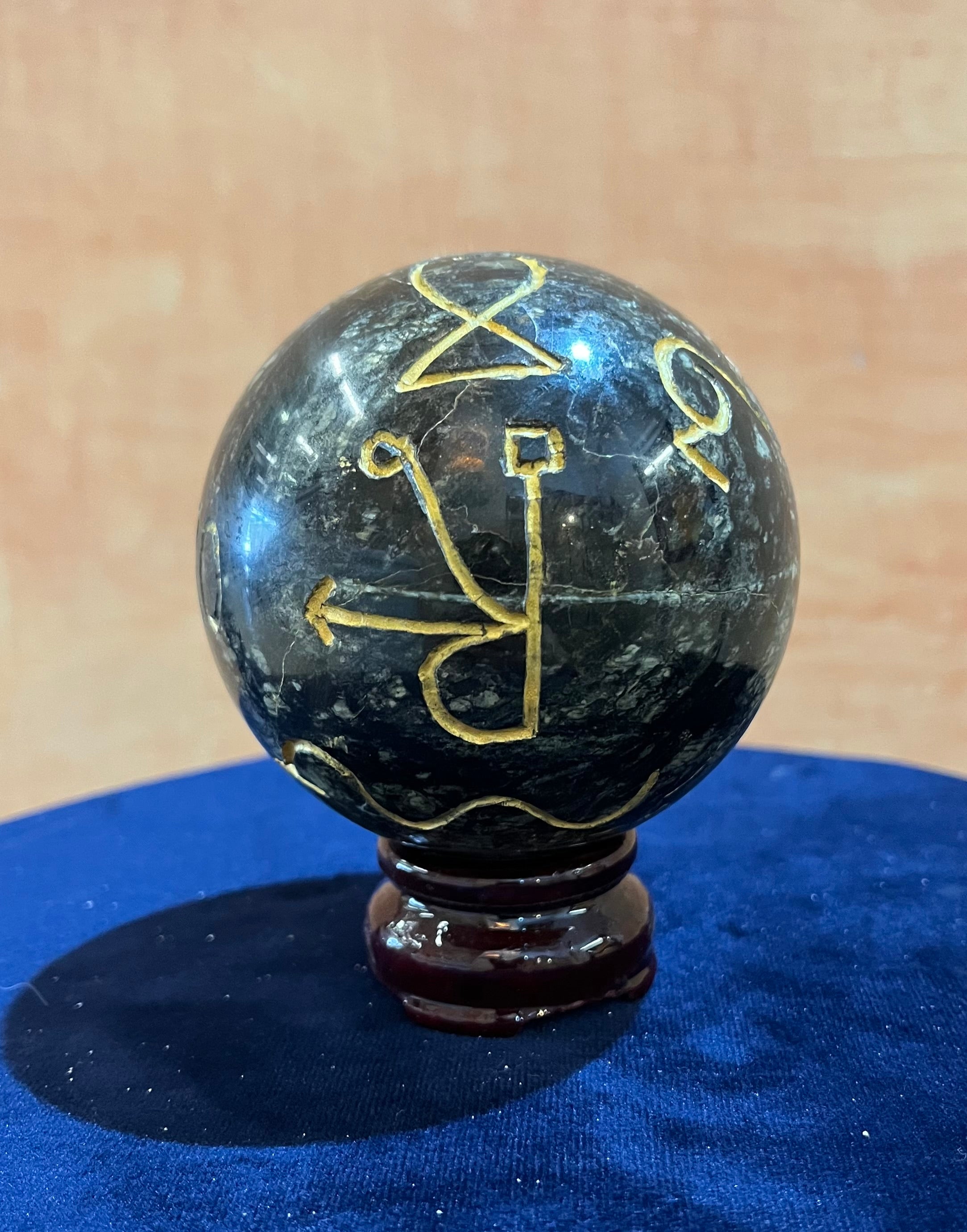 Sfera di preghiera di SERPENTINO di Balangero  (d.8 cm)